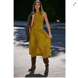 Free People Mustard Yellow Midi Dress